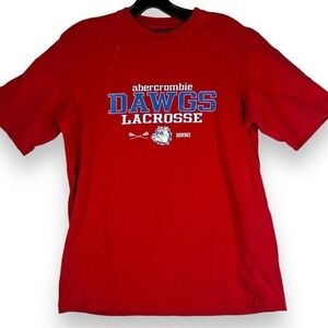 Abercrombie Lacrosse Tee Mens Size XL Red Vintage‎ Y2K Streetwear Sports Preppy